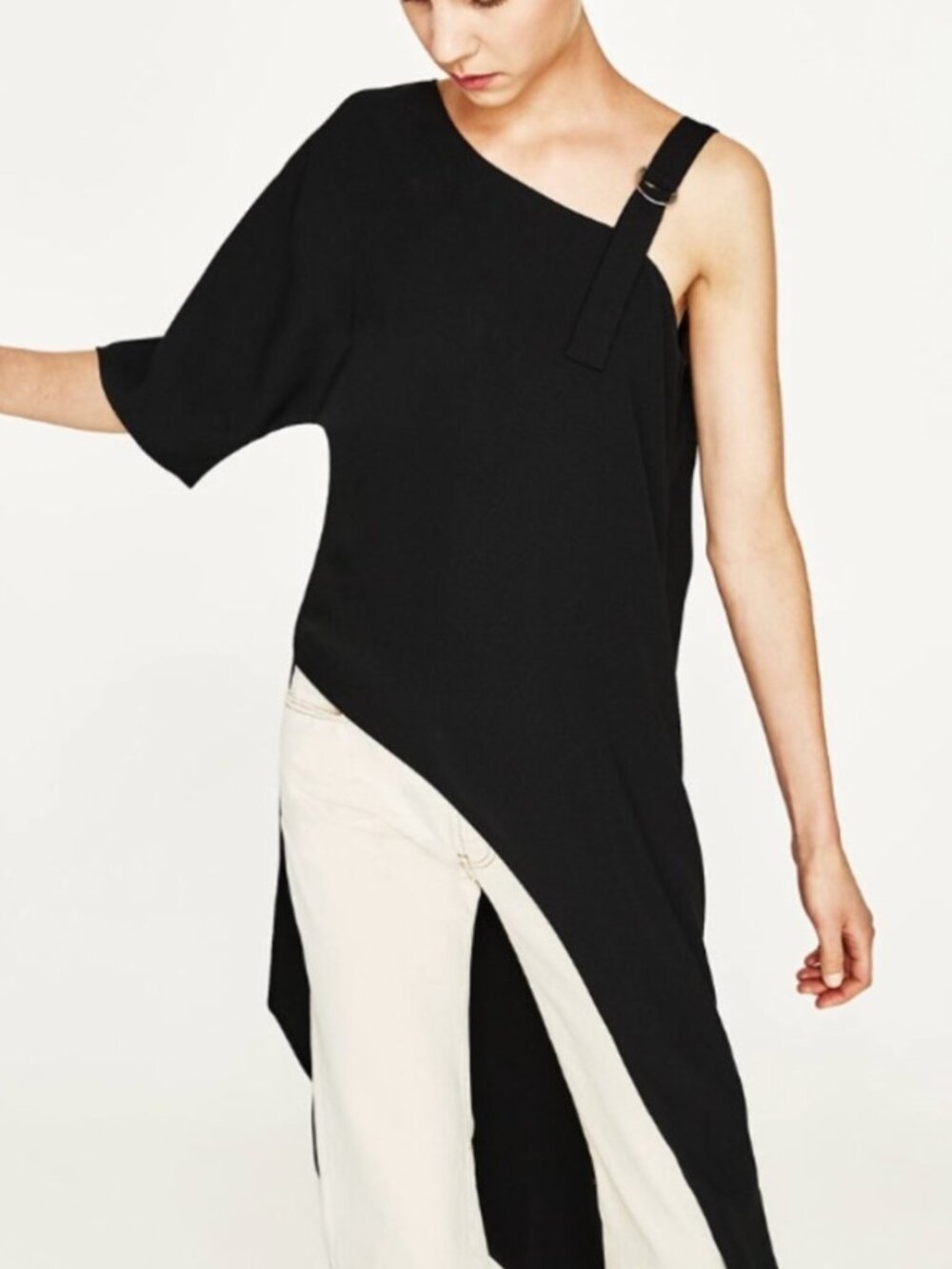 Zara Basic Long Asymmetrical Top - Size XS